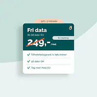 5G Internet til kontoret - Binding: 36 mdr., Abonnement: Ubegrænset DK data + 80 GB EU data, Router: Ingen router og Datadelingskort (+39 kr./md.): Nej