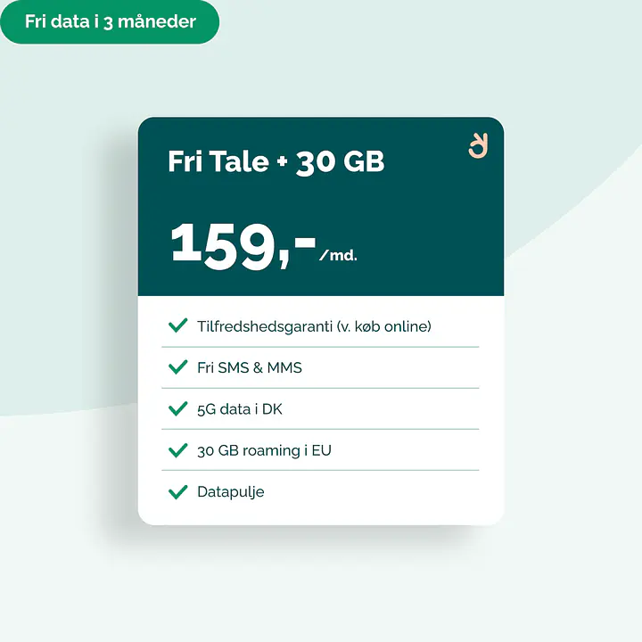Mobilabonnement - Binding: 36 mdr., Abonnement: Fri Tale + 30 GB