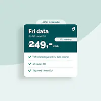 5G Internet til kontoret - Binding: 36 mdr., Abonnement: Ubegrænset DK data + 80 GB EU data, Router: Ingen router og Datadelingskort (+39 kr./md.): Nej