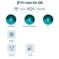 Mobilabonnement - Binding: 36 mdr., Abonnement: Fri Tale + 60 GB