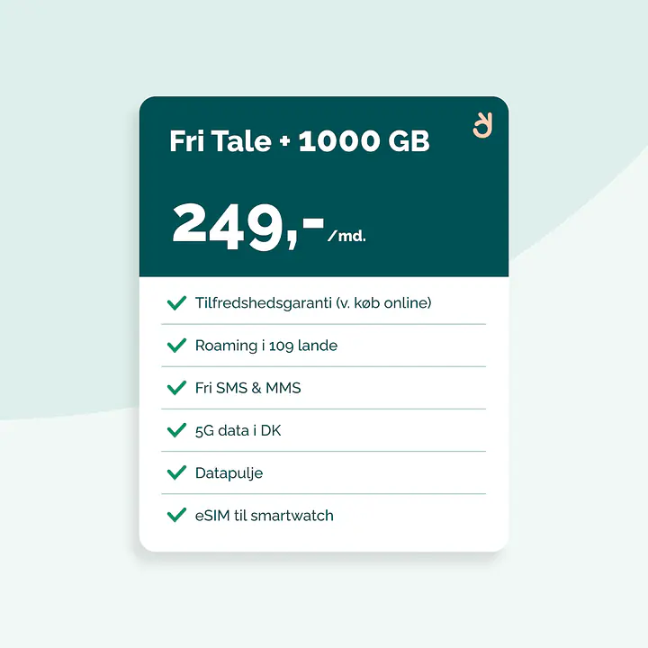 Mobilabonnement - Binding: 36 mdr., Abonnement: Fri Tale + 1000 GB