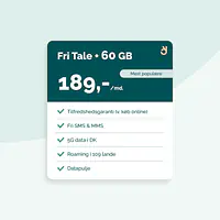 Mobilabonnement - Binding: 36 mdr., Abonnement: Fri Tale + 60 GB