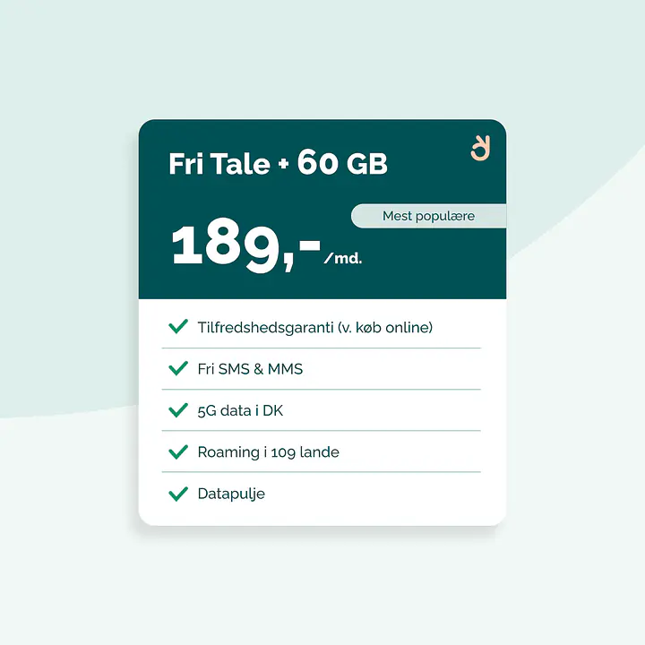 Mobilabonnement - Binding: 36 mdr., Abonnement: Fri Tale + 60 GB